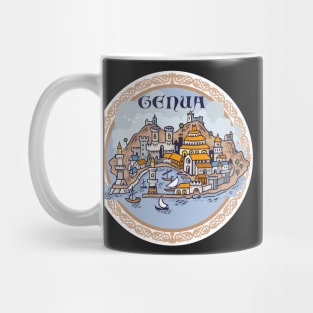 Genoa city hand draw medieval illustration Mug